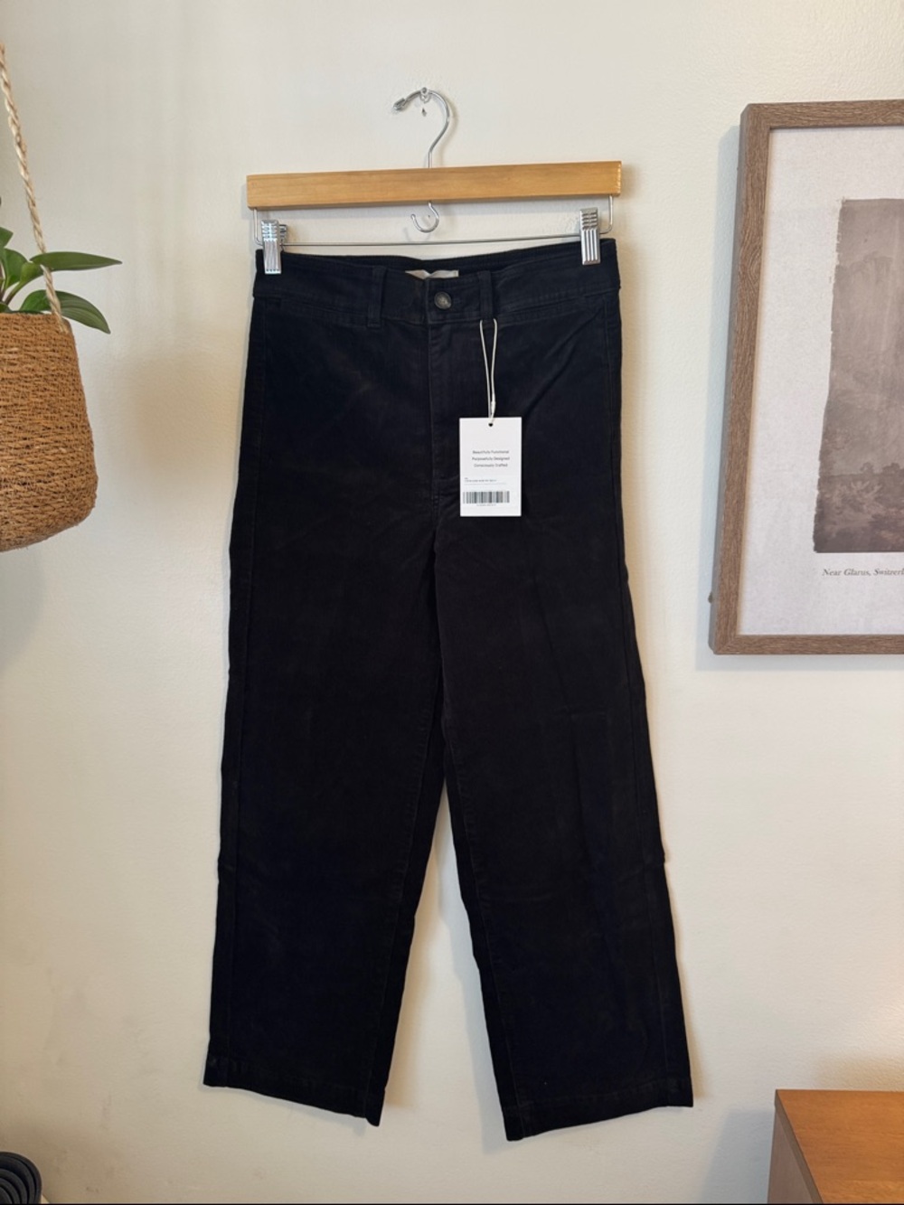 NWT Everlane The Corduroy Wide Leg Pant 26.5'', Black Sz 4